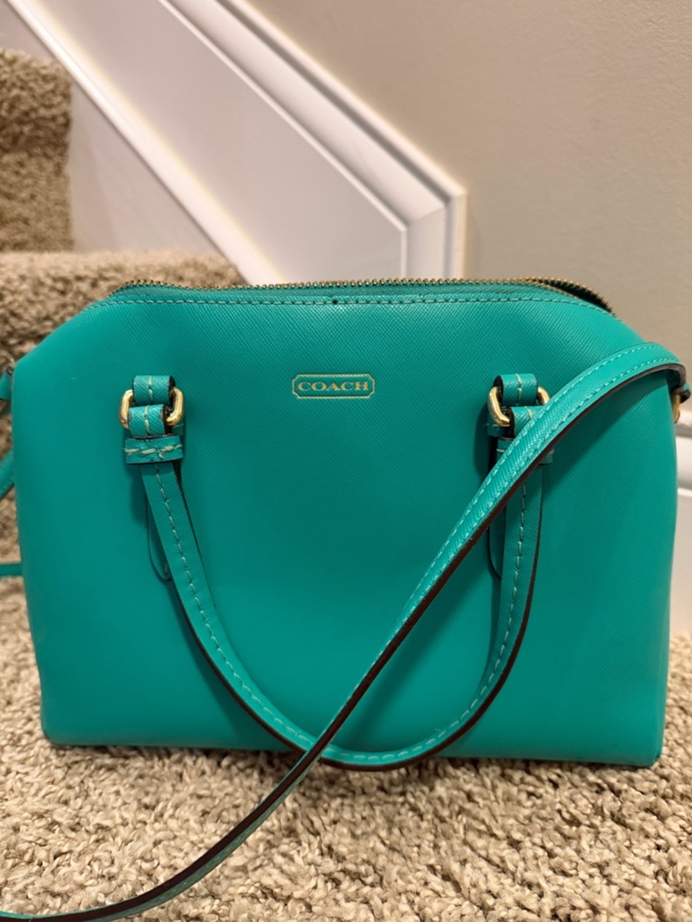 COACH Kelly Green Leather Dome Crossbody Bag